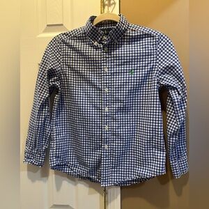 Ralph Lauren Boys Blue Gingham Long-Sleeved Poplin Shirt